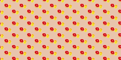 Seamless pattern with lemon, orange and grapefruit