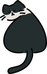 ふりむいているハチワレ猫