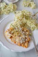 fried elderflowers in pancake 