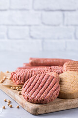 Variety of plant based meat, food to reduce carbon footprint