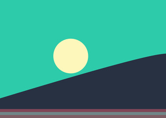 Geometric landscape generative art poster illustration