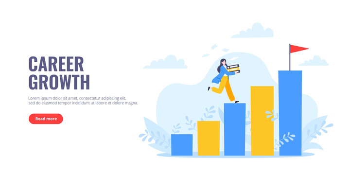 Career ladder climbing and goal achievement business concept flat style design vector illustration. Leader opportunity or career progress metaphor.