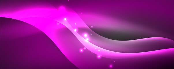 Shiny glowing neon wave, light lines abstract background. Magic energy and motion concept. Vector wallpaper template