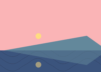 Geometric landscape generative art poster illustration