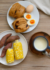 Rich breakfast on the table
