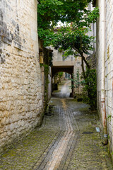Fototapeta na wymiar Gateway small alley in Jonzac town charente-maritime in France