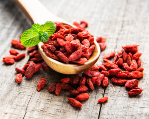 Dry red goji berries for a healthy diet.