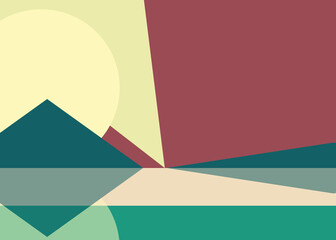 Obraz premium Geometric landscape generative art poster illustration