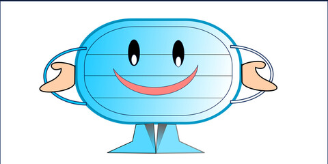  cartoon mask safe COVID happy.