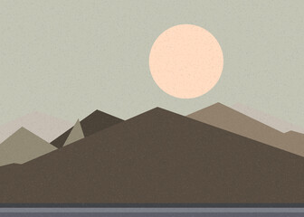 Geometric landscape generative art poster illustration