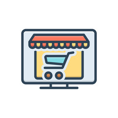 Color illustration icon for online shopping
