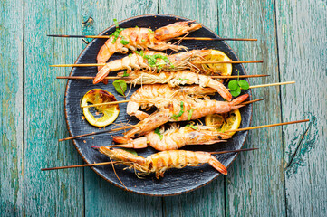 Large langoustines on a plate