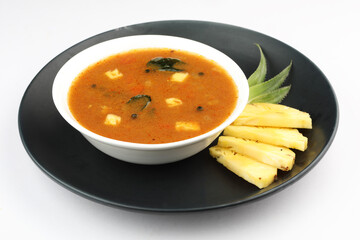 Black pepper and Tomato pineapple  rasam or clear soup in Indian style, South Indian food