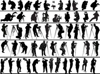 illustration with fifty three photographers on white