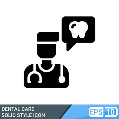 dental care icon in solid style isolated on white background. vector illustration for website. EPS 10