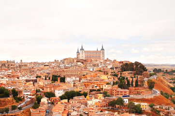 Obraz premium Aerial view of medieval town Toledo, Spain, Europe