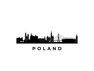 Vector Poland skyline. Travel Poland famous landmarks. Business and tourism concept for presentation, banner, web site. - obrazy, fototapety, plakaty
