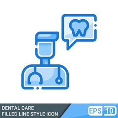 Fototapeta premium dental care icon in filled line style isolated on white background. vector illustration for website. EPS 10