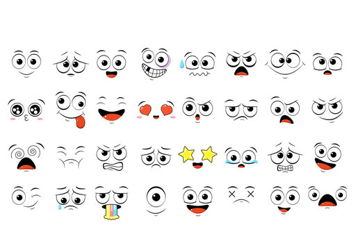 Set of emoticons with different mood
