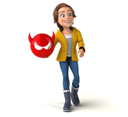 Fun 3D illustration of a cartoon teenage girl