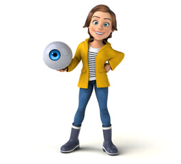 Fun 3D illustration of a cartoon teenage girl