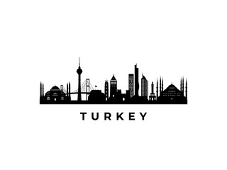 Vector Turkey skyline. Travel Turkey famous landmarks. Business and tourism concept for presentation, banner, web site.