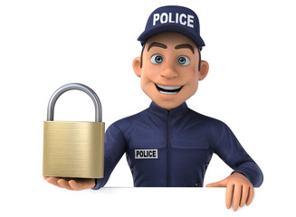 Fun 3D illustration of a cartoon Police Officer