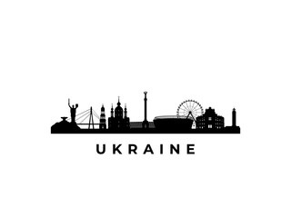 Vector Ukraine skyline. Travel Ukraine famous landmarks. Business and tourism concept for presentation, banner, web site.