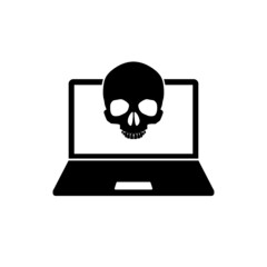 Hacked laptop icon isolated on white background