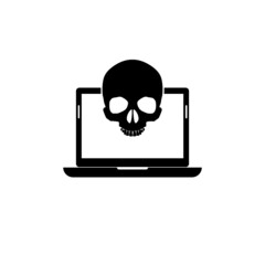 Hacked laptop icon isolated on white background