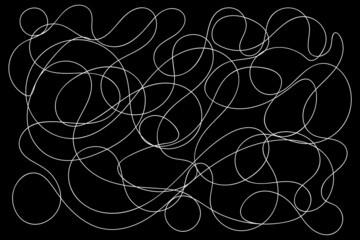 contour line drawing, free form wire ,free hand write ,white line black background.