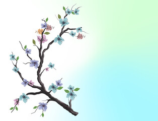 Hand drawn cherry flower tree vector isolated