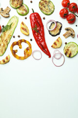 Concept of tasty eating with grilled vegetables, space for text