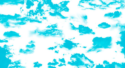 Blue white fluffy Clouds On a white background. Fresh clean air.