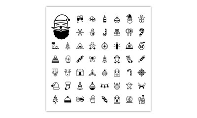 Collection of Christmas icons set on white background. Vector art