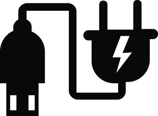 Usb charging plug vector icon. USB Symbol Vector Icon isolated on white background.