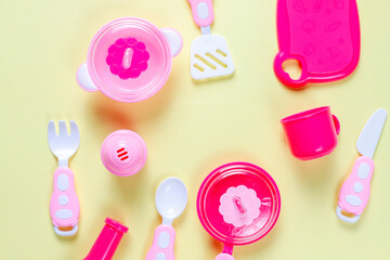 Set of toy kitchen utensils.