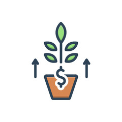 Color illustration icon for growth