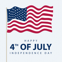 Greeting card for celebration Independence day of America. USA flag modern concept banner. American patriotic design, vector illustration.
