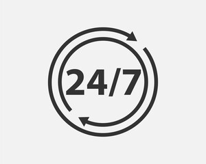 24 Hours a day service icon symbol vector