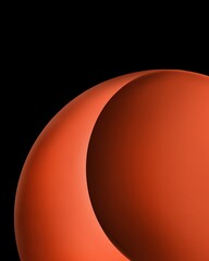 Abstract background with 3d orange round shape on black backdrop 