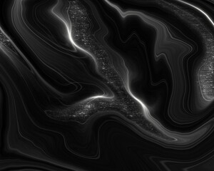 Abstract background with black and white liquid acrylic paint and white glowing shine