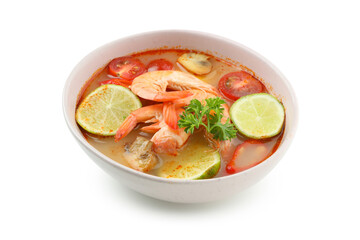 Tasty Tom yum soup isolated on white background