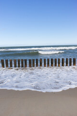 Sea, front scenic view of waves on the beach, travel and summer panoramic background, web banner
