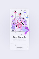 scientists working with DNA researchers making experiment in lab DNA testing genetic diagnosis concept