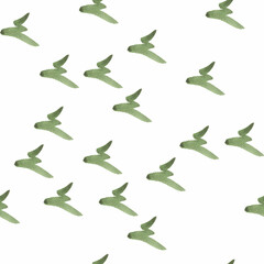 Abstract seamless pattern with creative design- green geometrical blotch, zigzag. Watercolor hand drawn painting illustration isolated on white background.