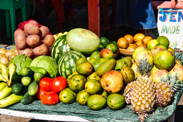 Fruit market at Chatham Bay on Union Island, Saint Vincent and the Grenadines, Lesser Antilles
