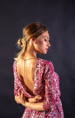 portrait of a young woman, shooting in a photo studio