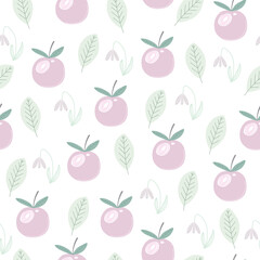 Hand drawn summer print with Cherry. Vector Cherry print for fabric or wallpaper. 