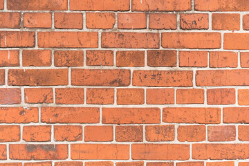 Brick wall with red brick, red brick background.